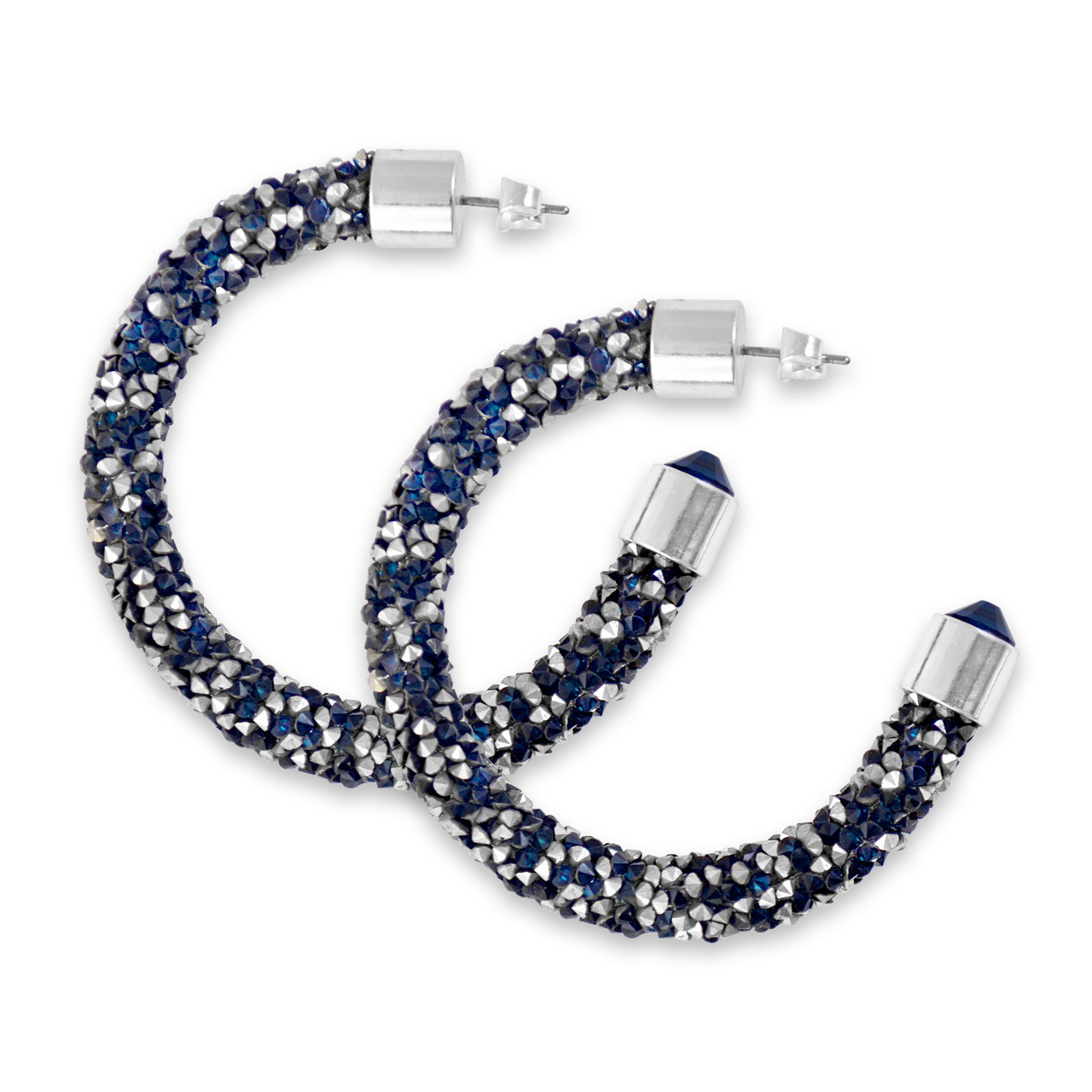 Crystal Cluster Earrings - Navy
