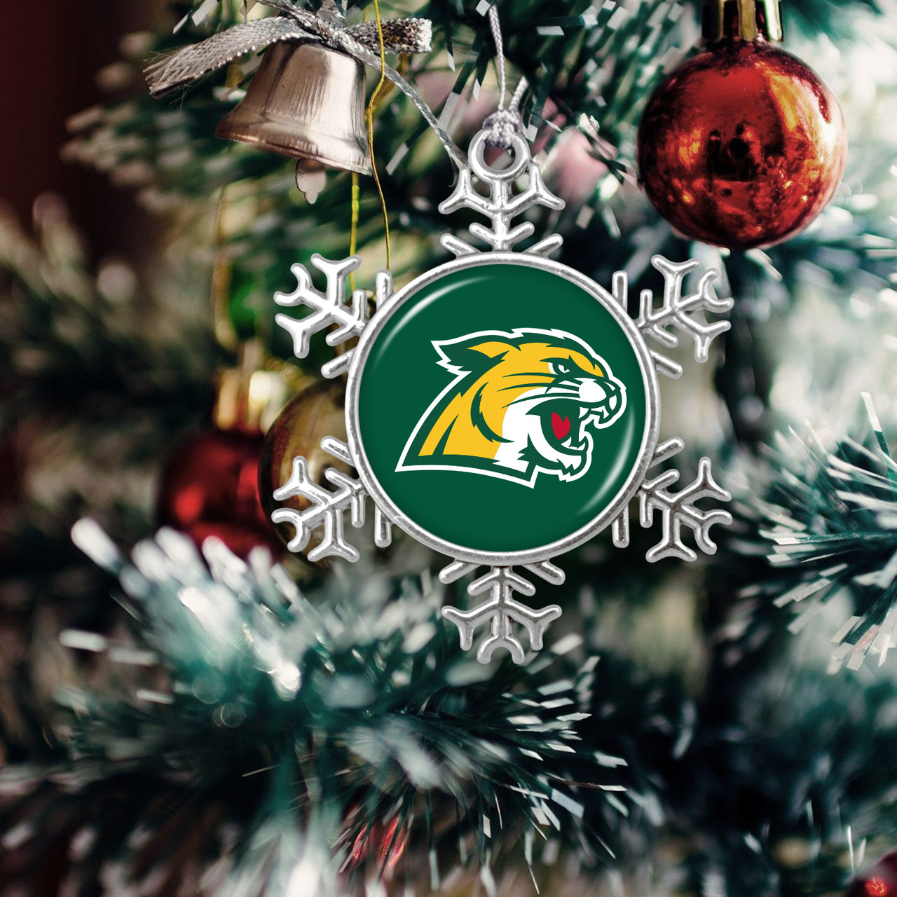 Northern Michigan Wildcats Christmas Ornament- Snowflake