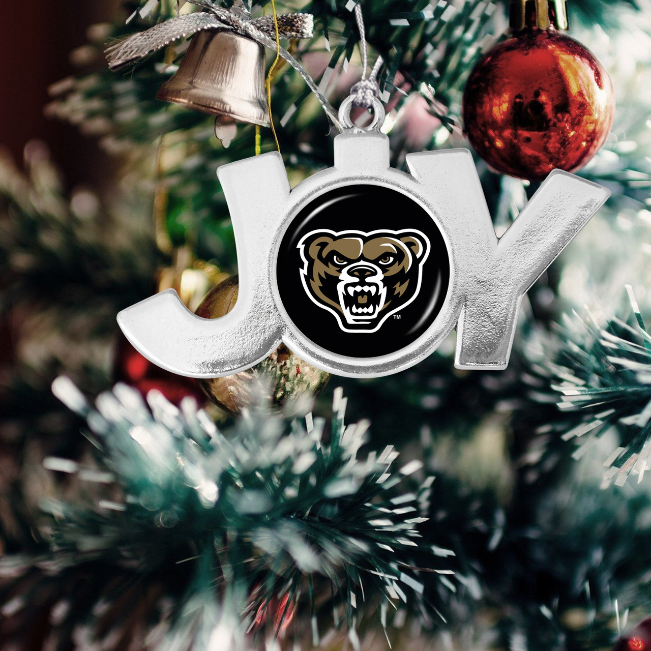 Oakland Grizzlies Christmas Ornament- Joy with Team Logo