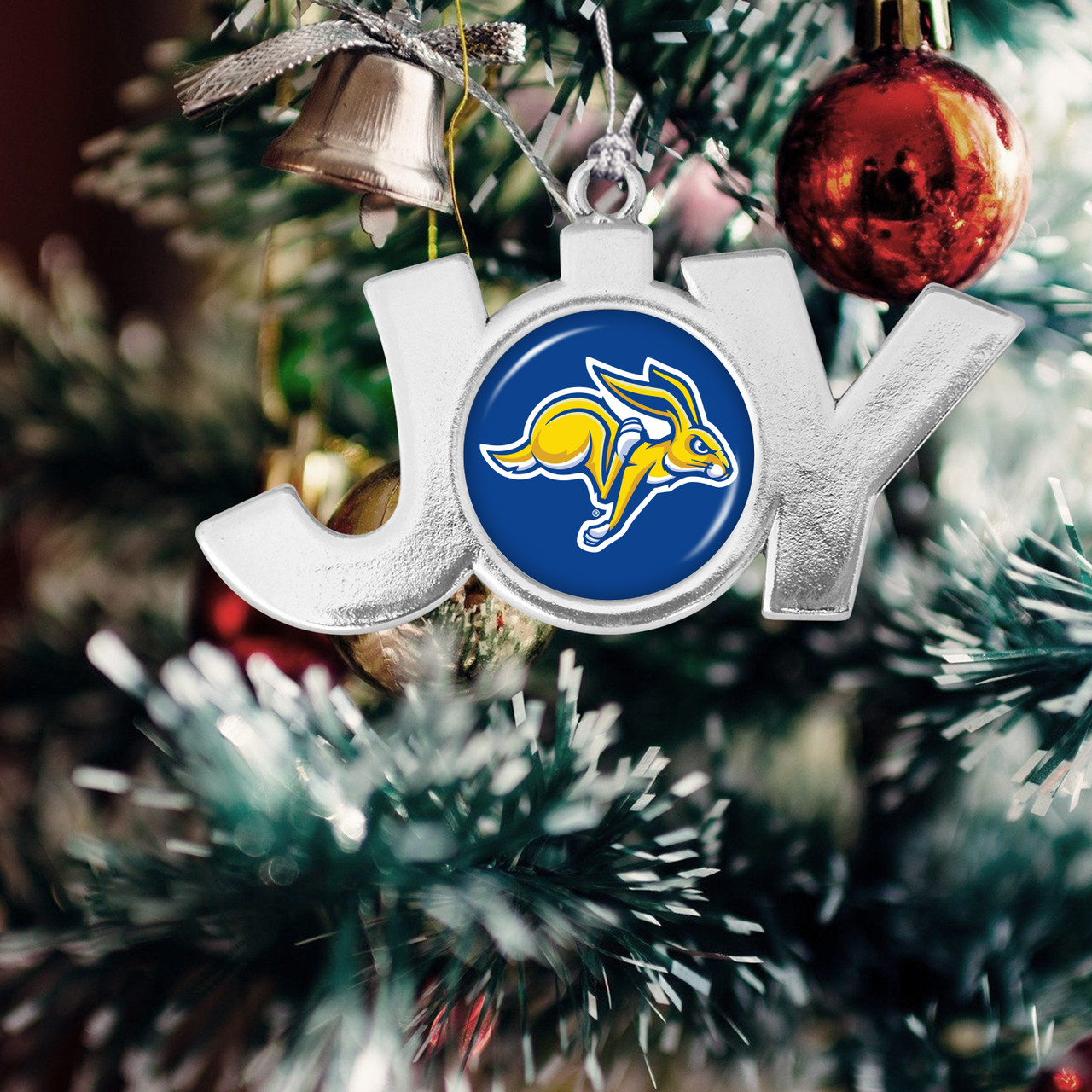 South Dakota State Jackrabbits Christmas Ornament- Joy with Team Logo