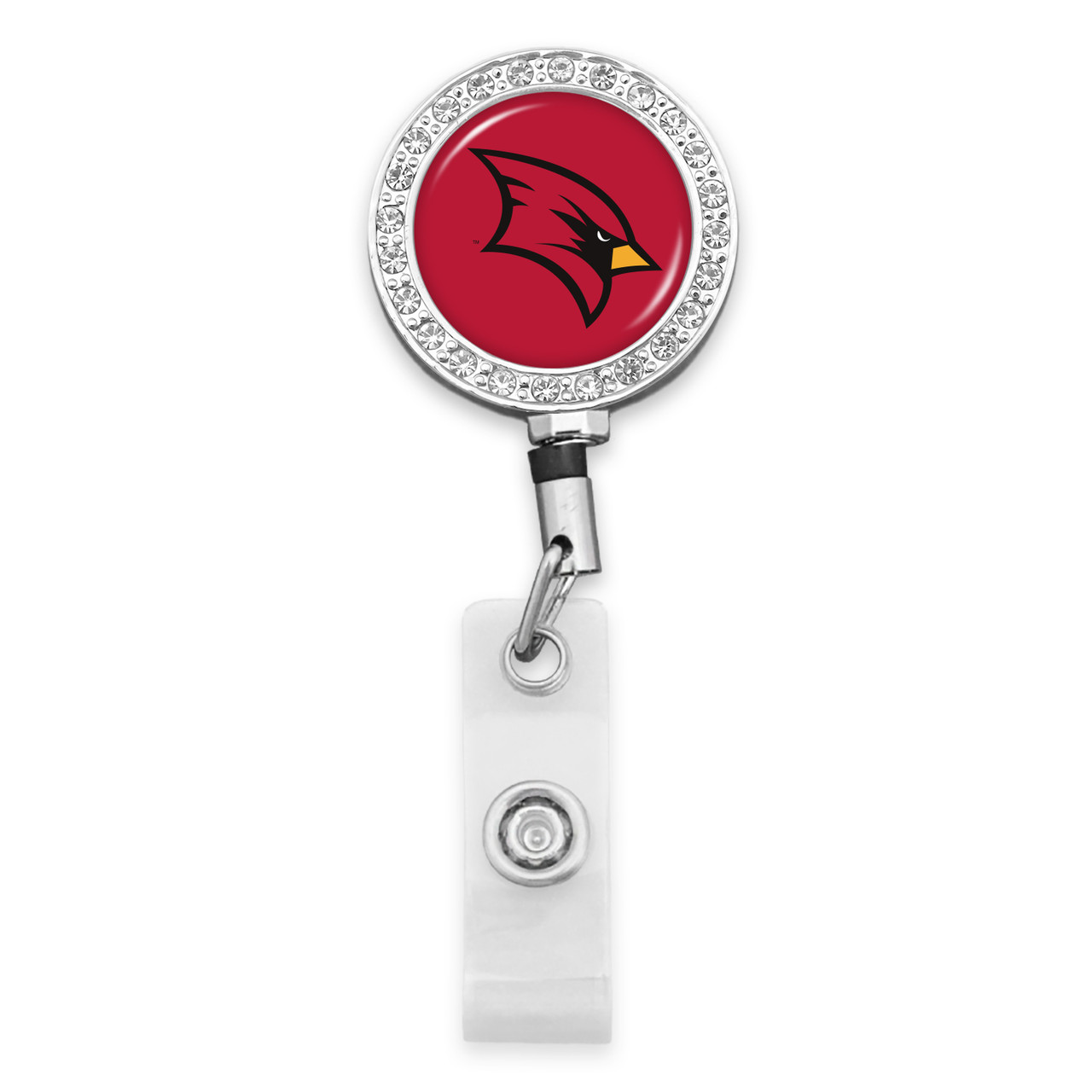 Saginaw Valley State Cardinals Belt Clip Badge Reel- Crystal