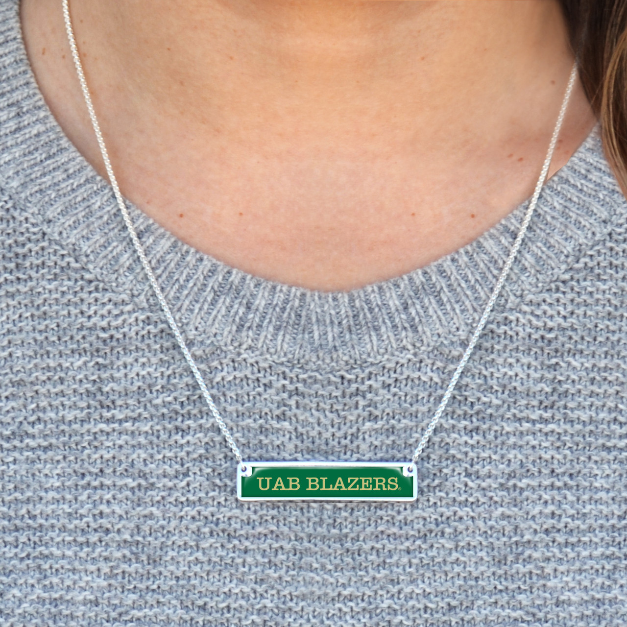Alabama-Birmingham Blazers Necklace- Nameplate (Adjustable Slider Bead)