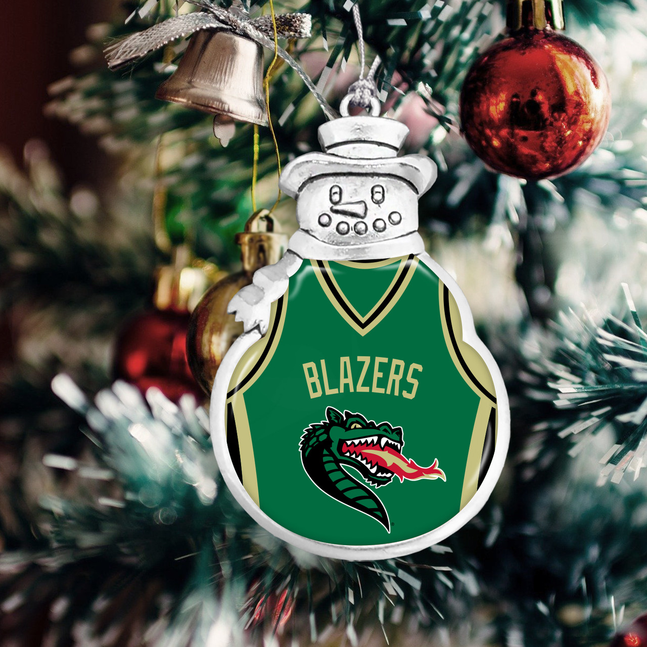 Alabama-Birmingham Blazers Christmas Ornament- Snowman with Basketball Jersey