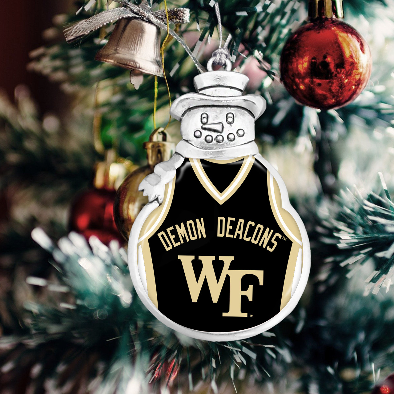 Wake Forest Demon Deacons Christmas Ornament- Snowman with Basketball Jersey