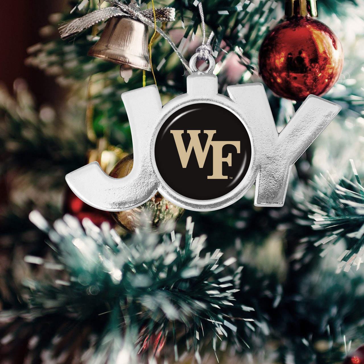 Wake Forest Demon Deacons Christmas Ornament- Joy with Team Logo