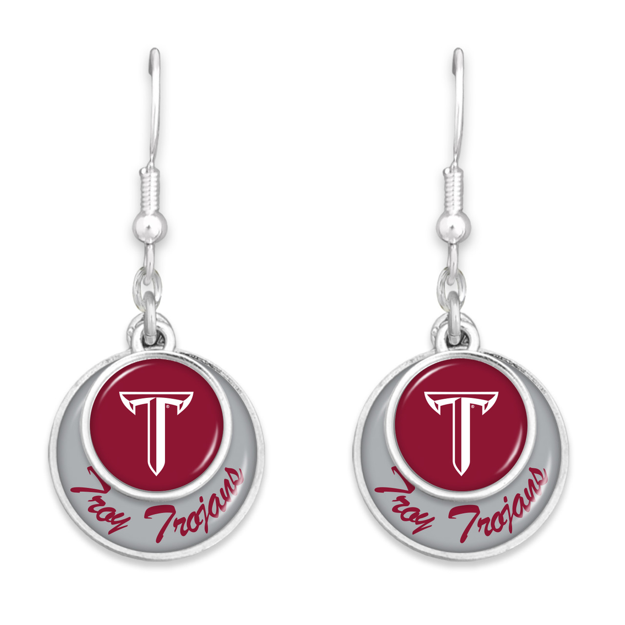 Troy Trojans Earrings-  Stacked Disk