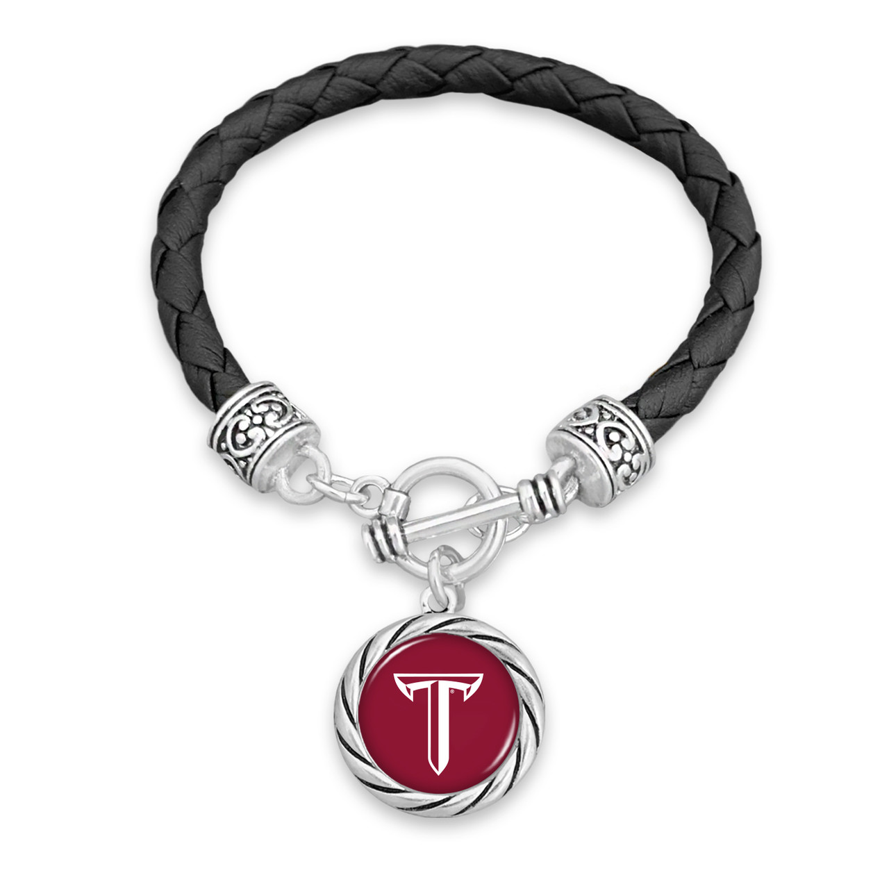 Troy Trojans Bracelet- Black Leather Toggle