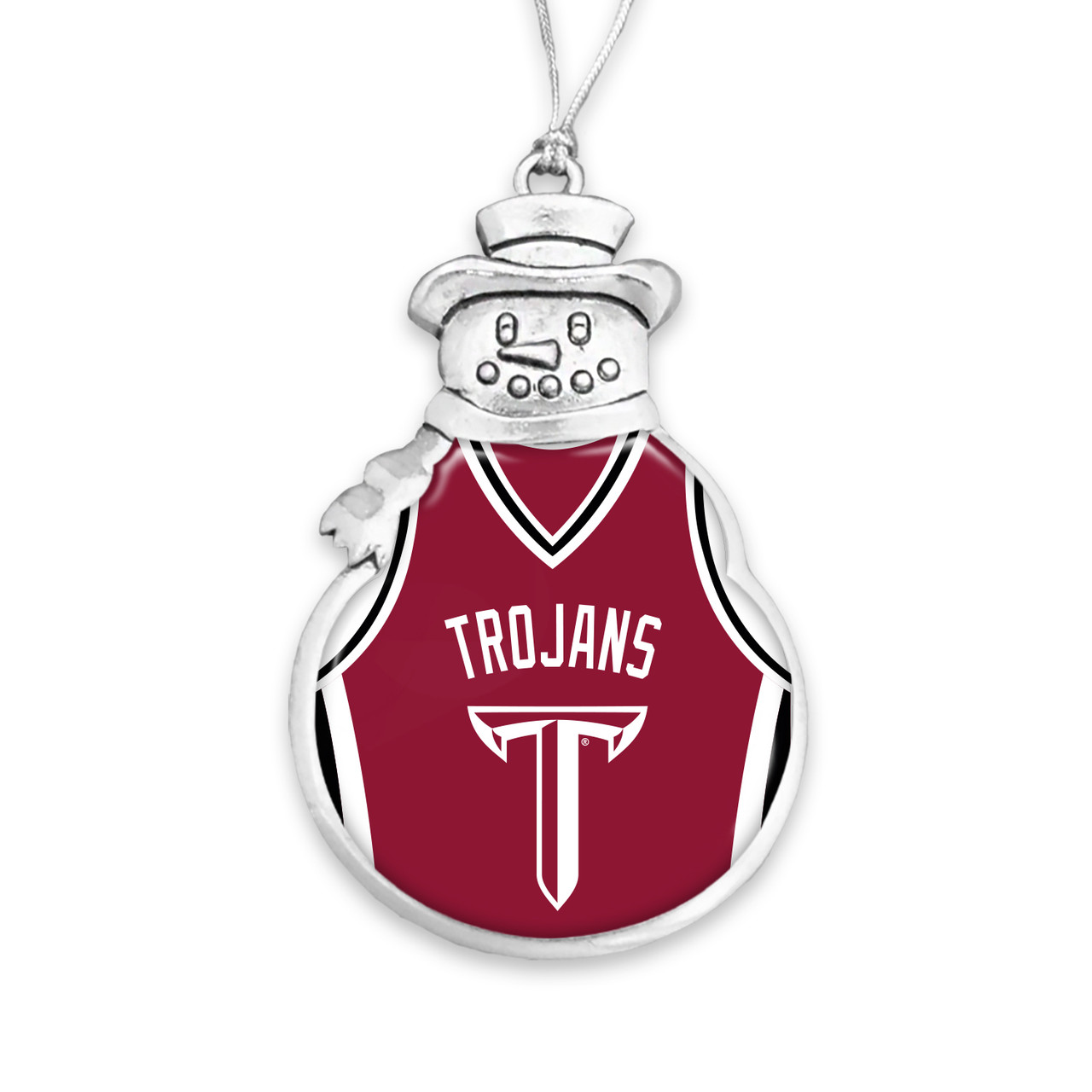 Troy Trojans Christmas Ornament- Snowman with Basketball Jersey