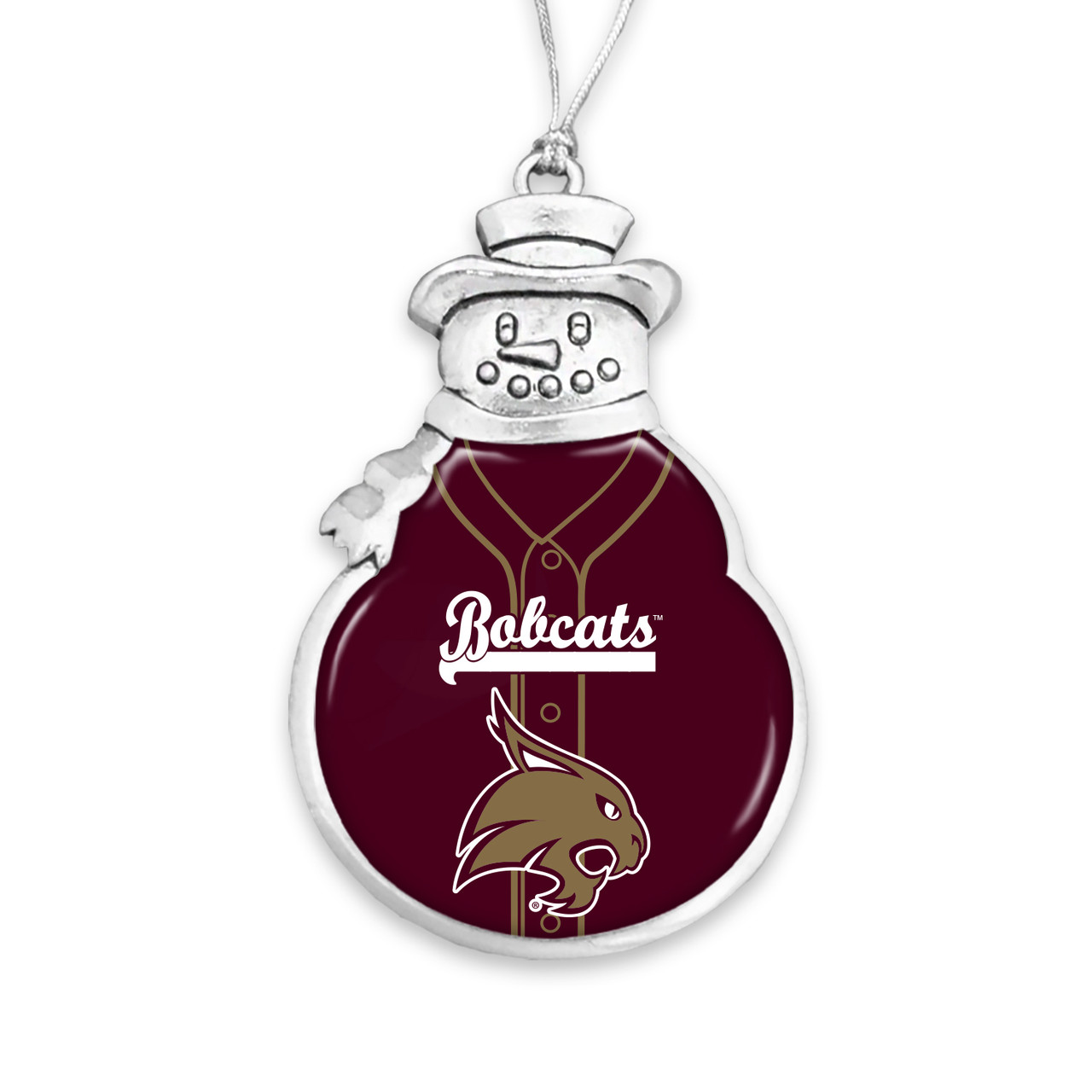 Texas State Bobcats Christmas Ornament- Snowman with Baseball Jersey