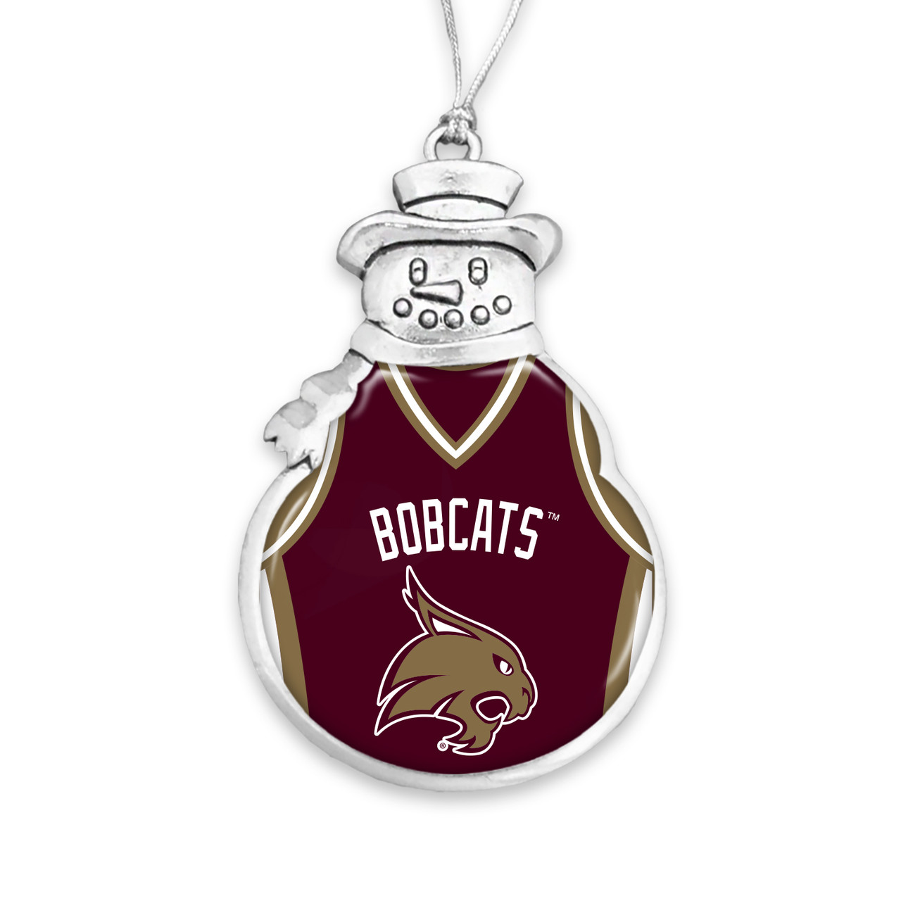 Texas State Bobcats Christmas Ornament- Snowman with Basketball Jersey