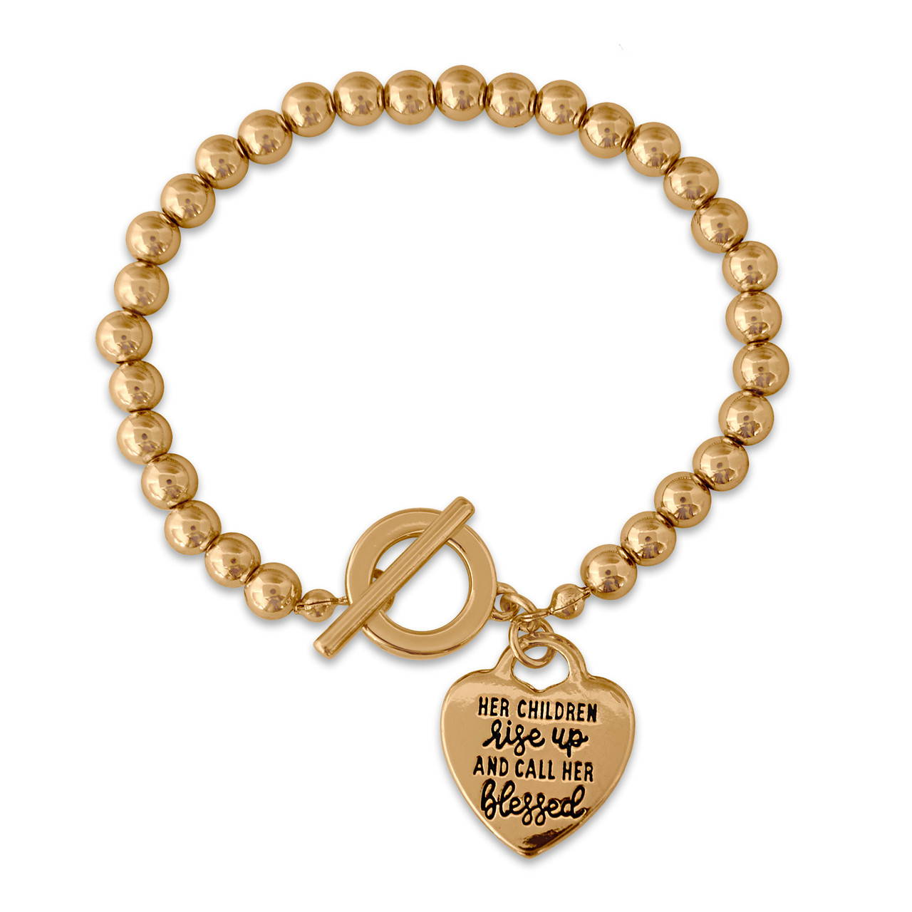 Her Children Rise Up and Call Her Blessed Gold Toggle Bracelet