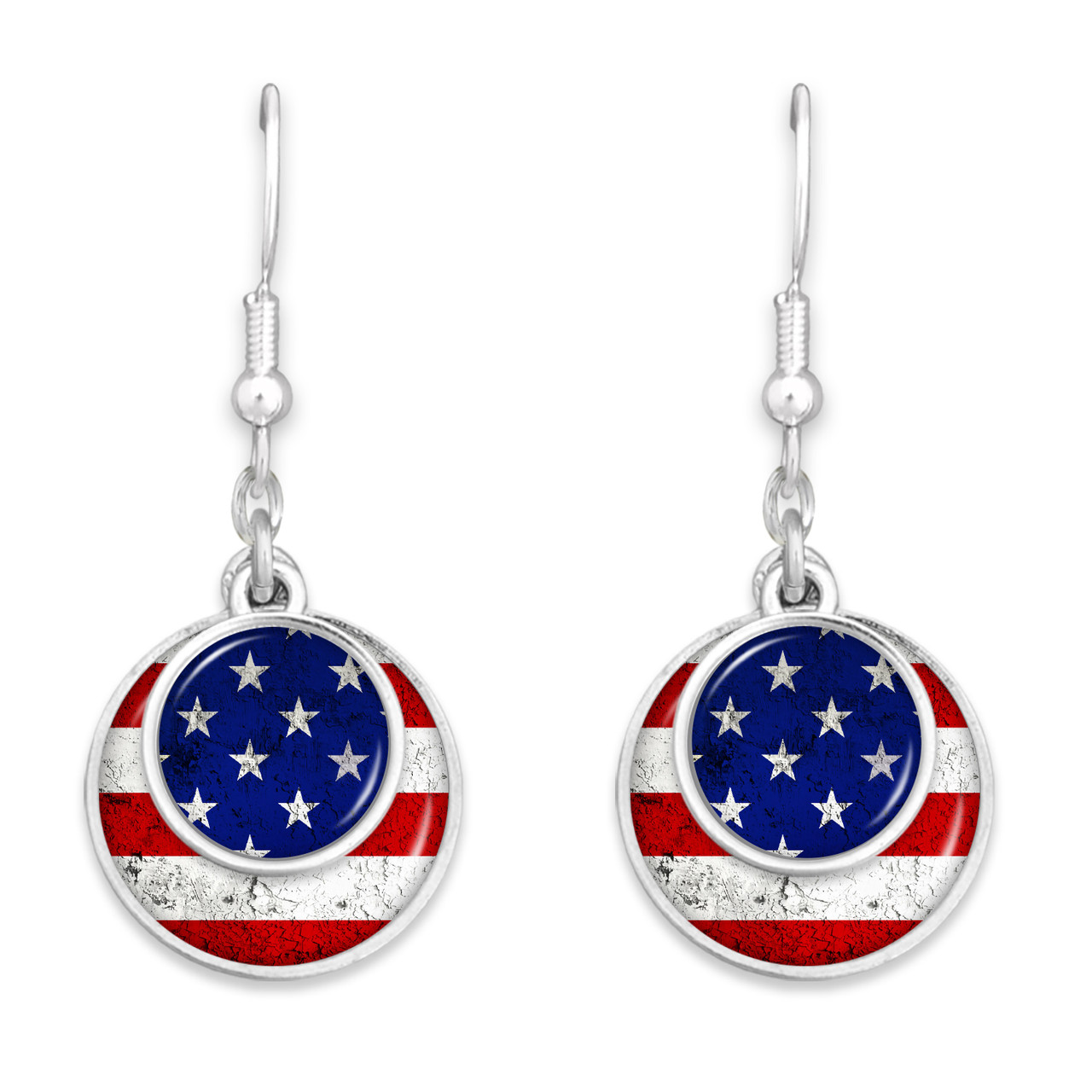 American Flag Stacked Disk Earrings