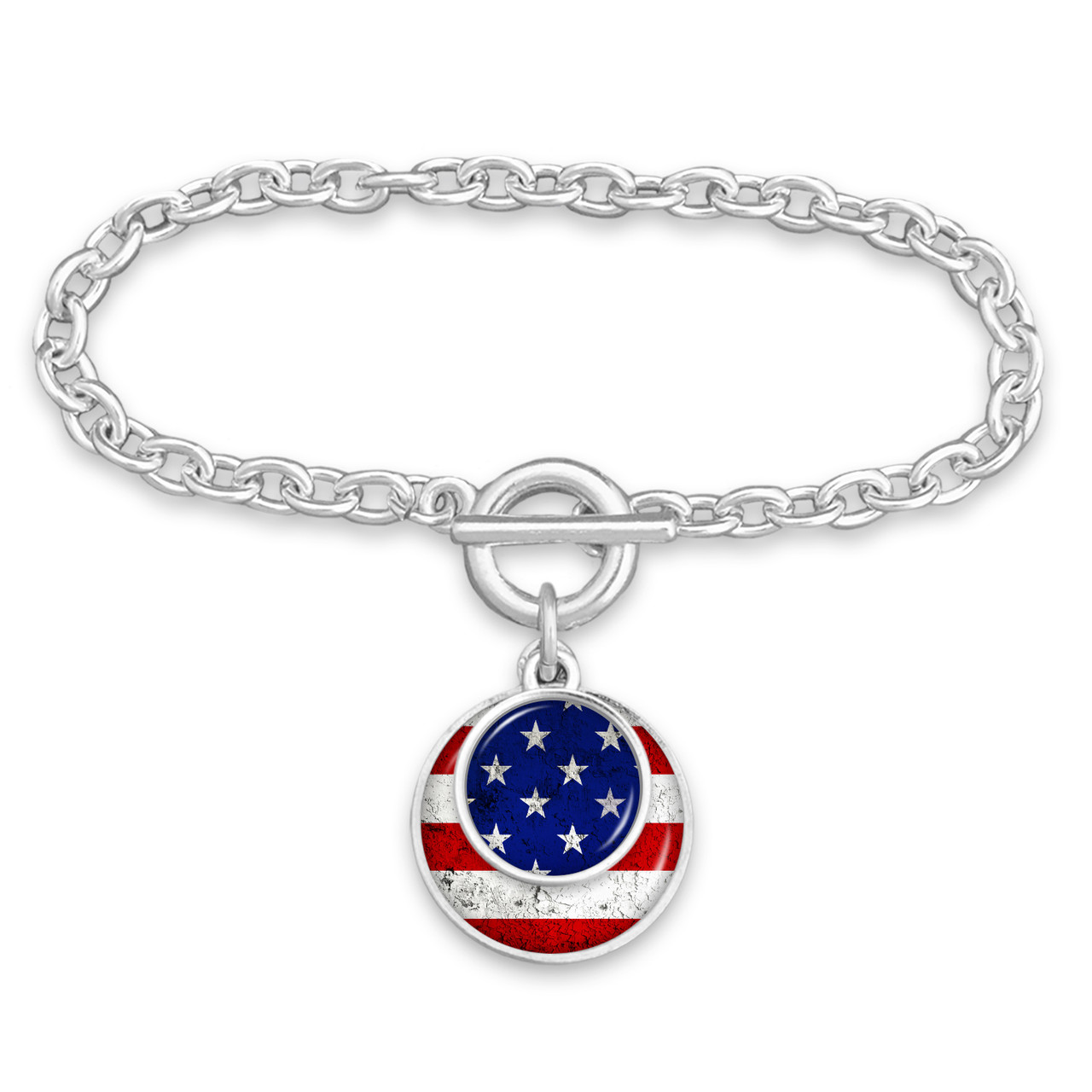 American Flag Stacked Disk Bracelet