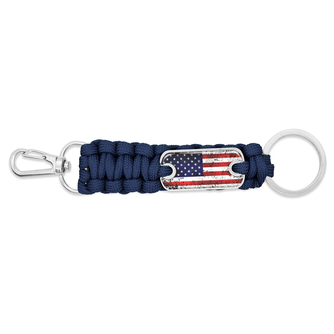 American Flag Navy Paracord Key Chain