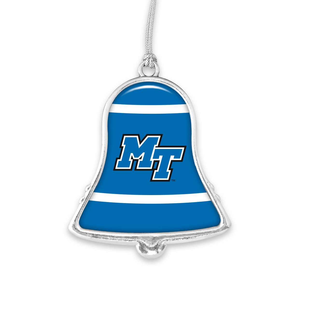 Middle Tennessee State Christmas Ornament- Bell with Team Logo Stripes