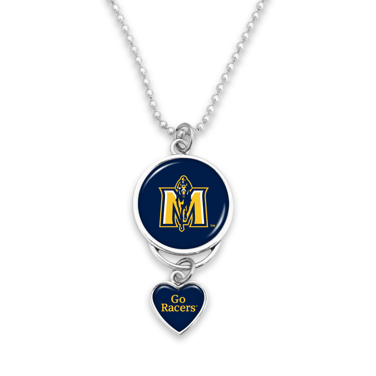 Murray State Racers Car Charm- Rear View Mirror Heart Charm and Spirit Slogan