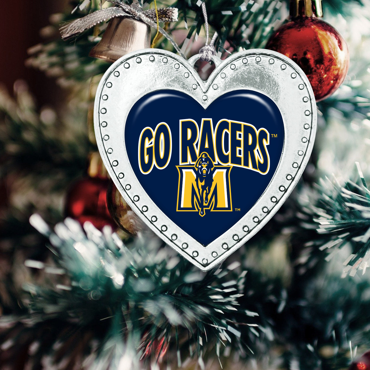Murray State Racers Christmas Heart Ornament