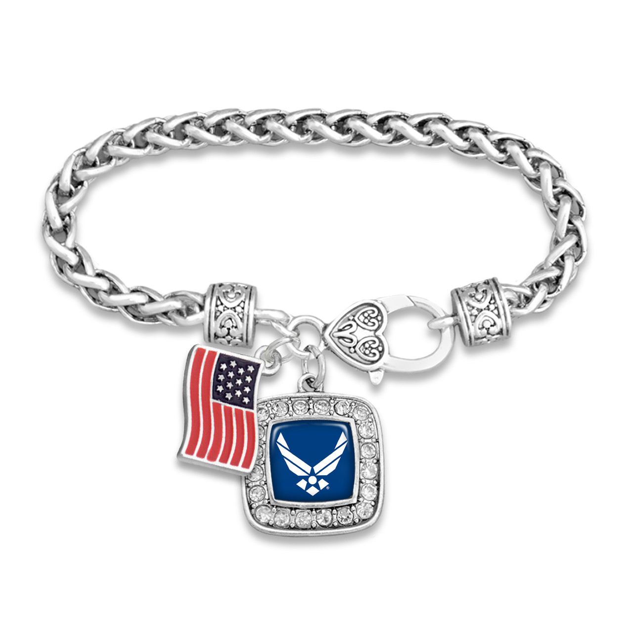 U.S. Air Force® Bracelet- Square Crystal with Flag Accent