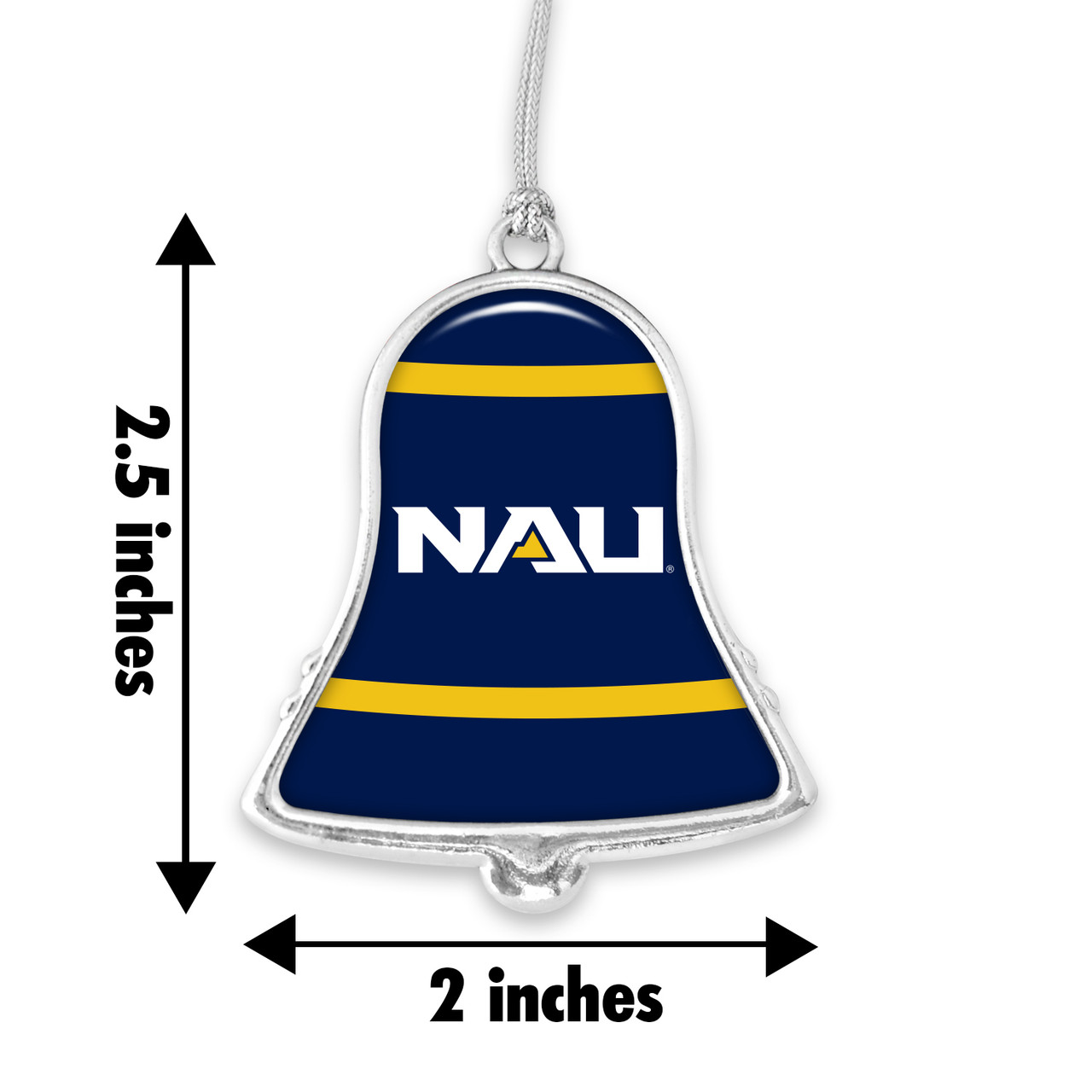 Northern Arizona Lumberjacks Christmas Ornament- Bell with Team Logo Stripes