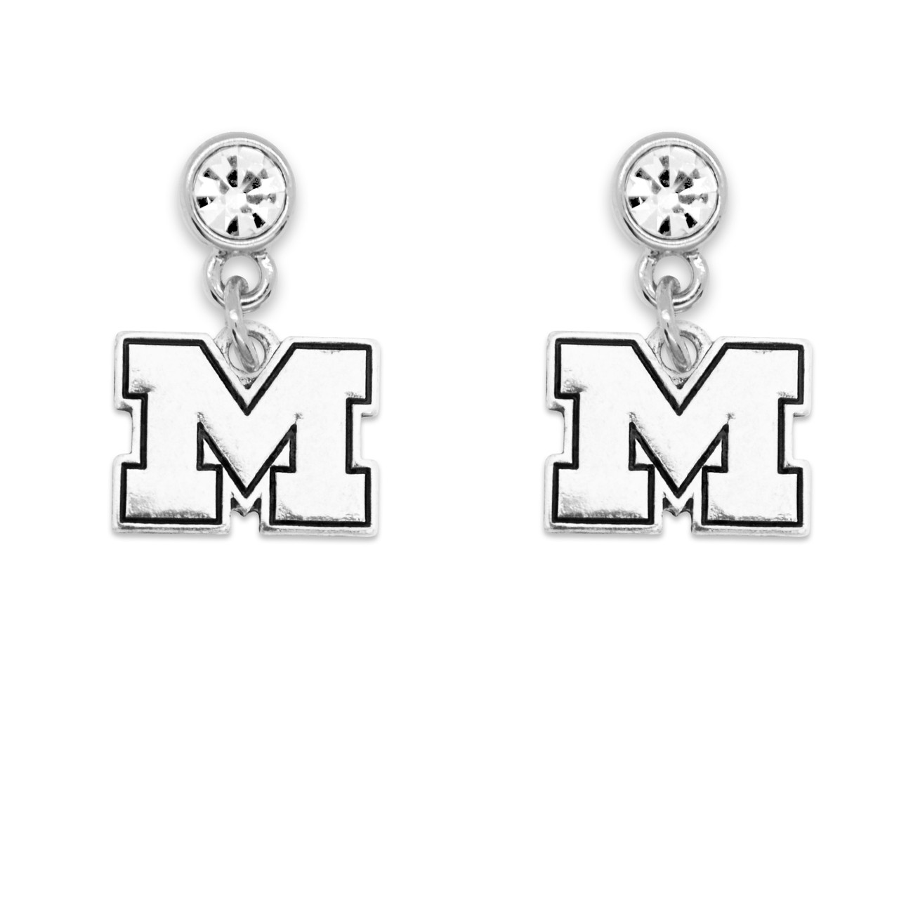 Michigan Wolverines Lydia Silver Earrings