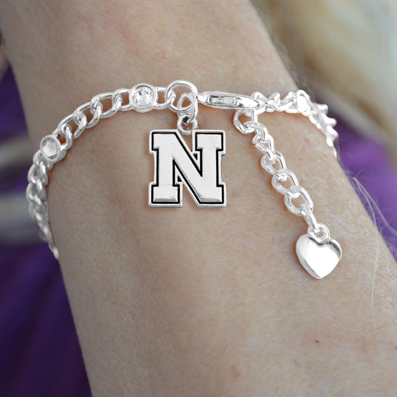 Nebraska Huskers Lydia Silver Bracelet