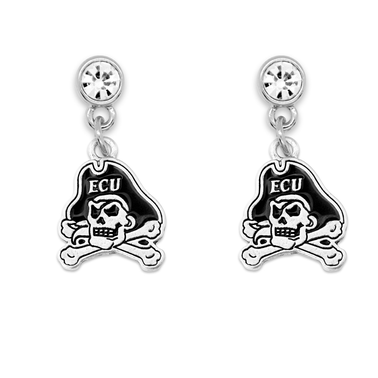 East Carolina Pirates Lydia Silver Earrings