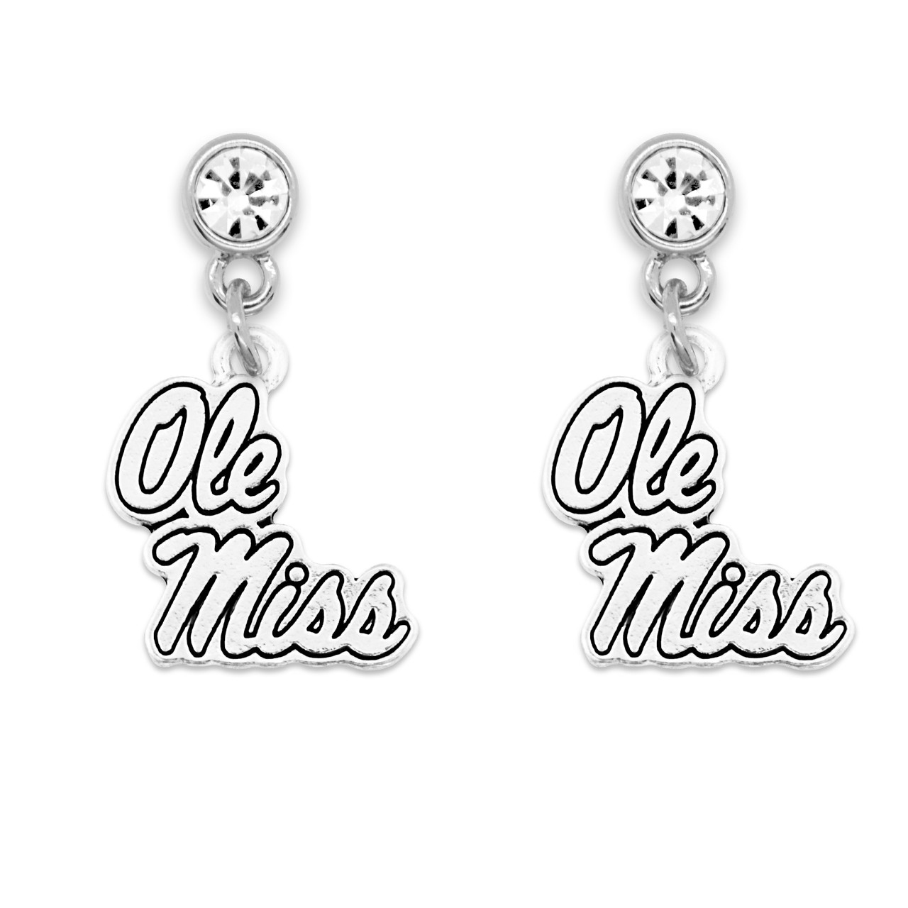 Ole Miss Rebels Lydia Silver Earrings