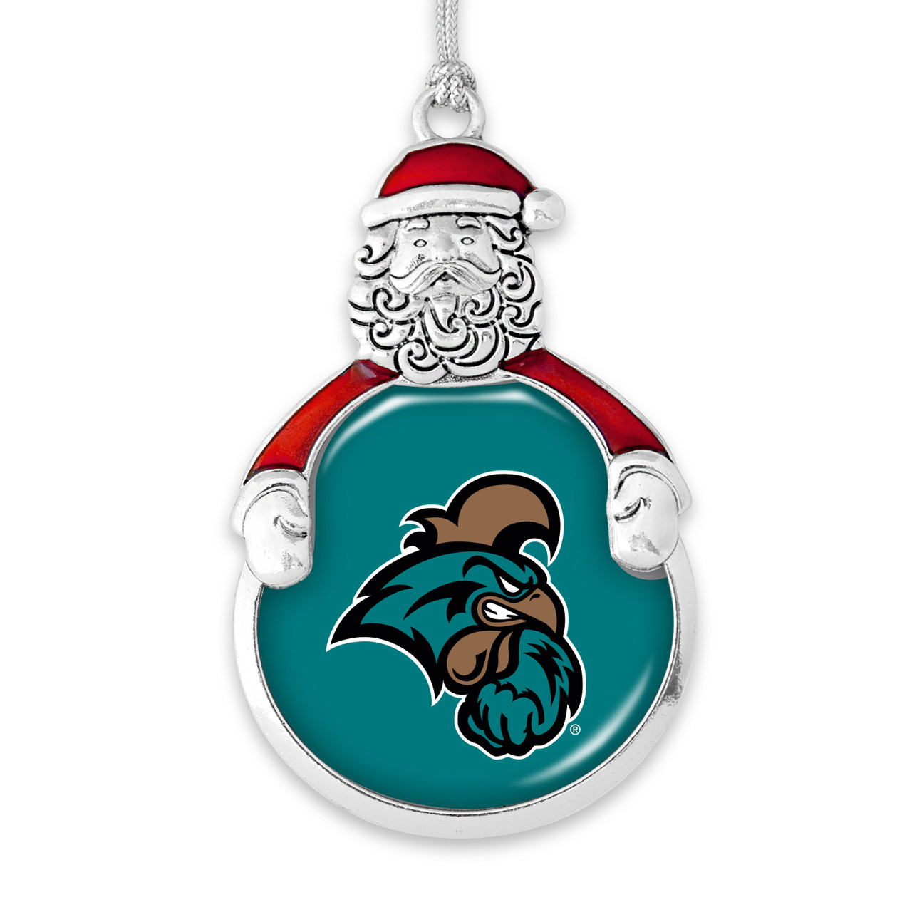 Coastal Carolina Chanticleers Christmas Ornament- Santa with Team Logo