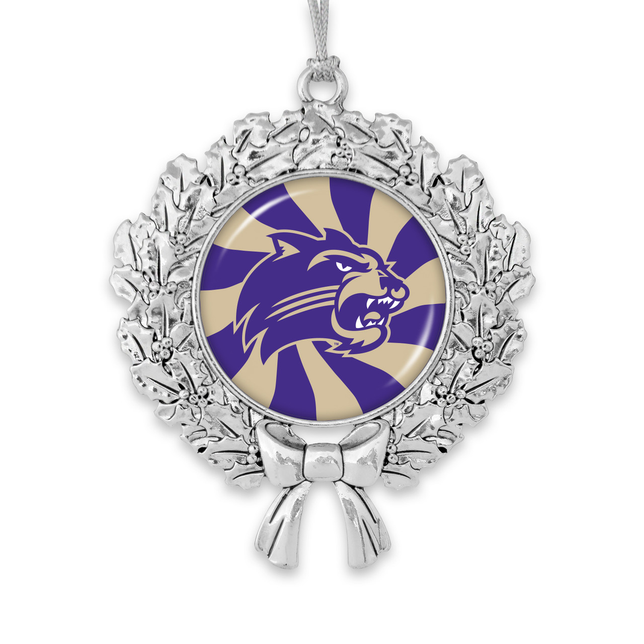 Western Carolina Catamounts Christmas Ornament- Peppermint Wreath with Team Logo