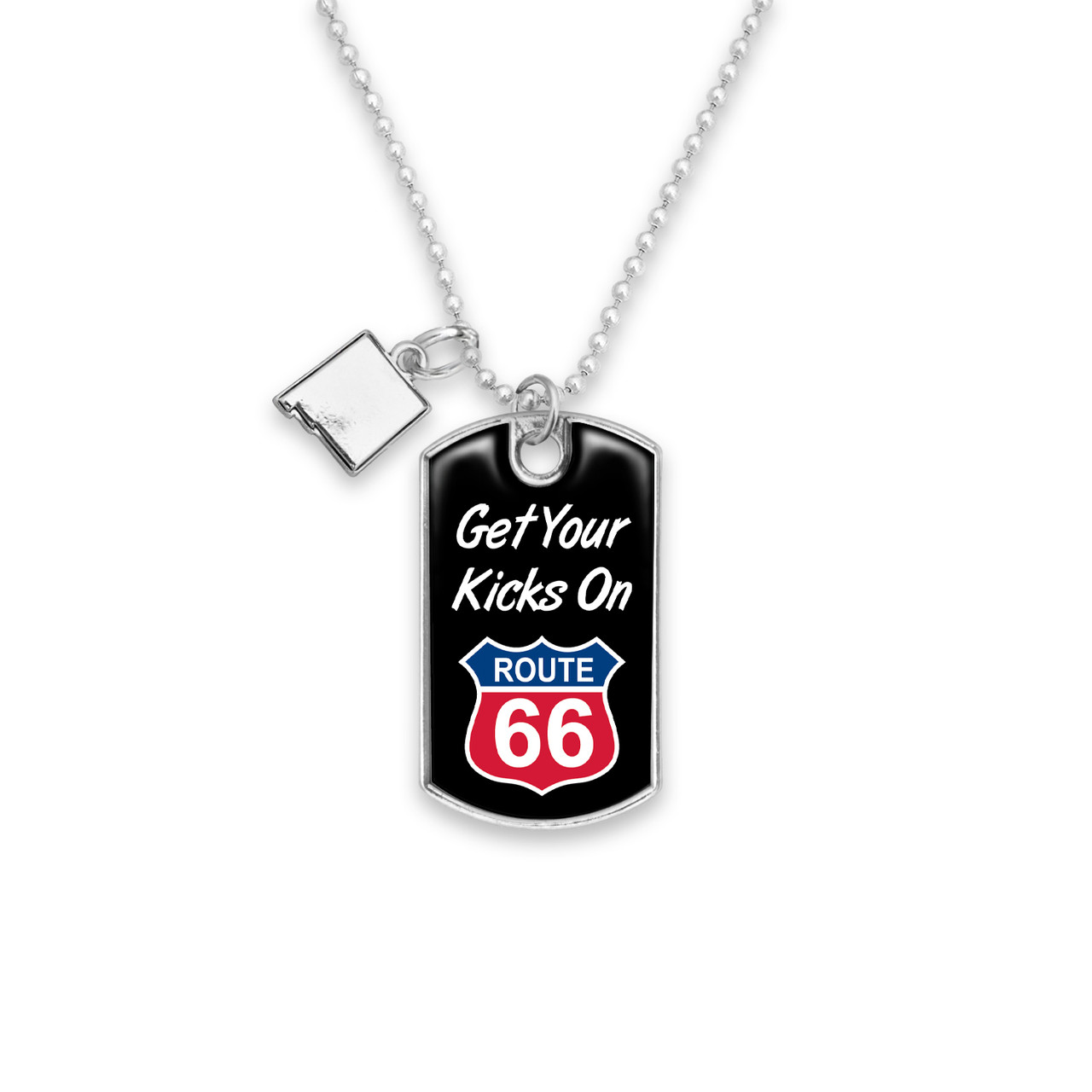 Route 66 Rearview Mirror Dogtag Charm - New Mexico
