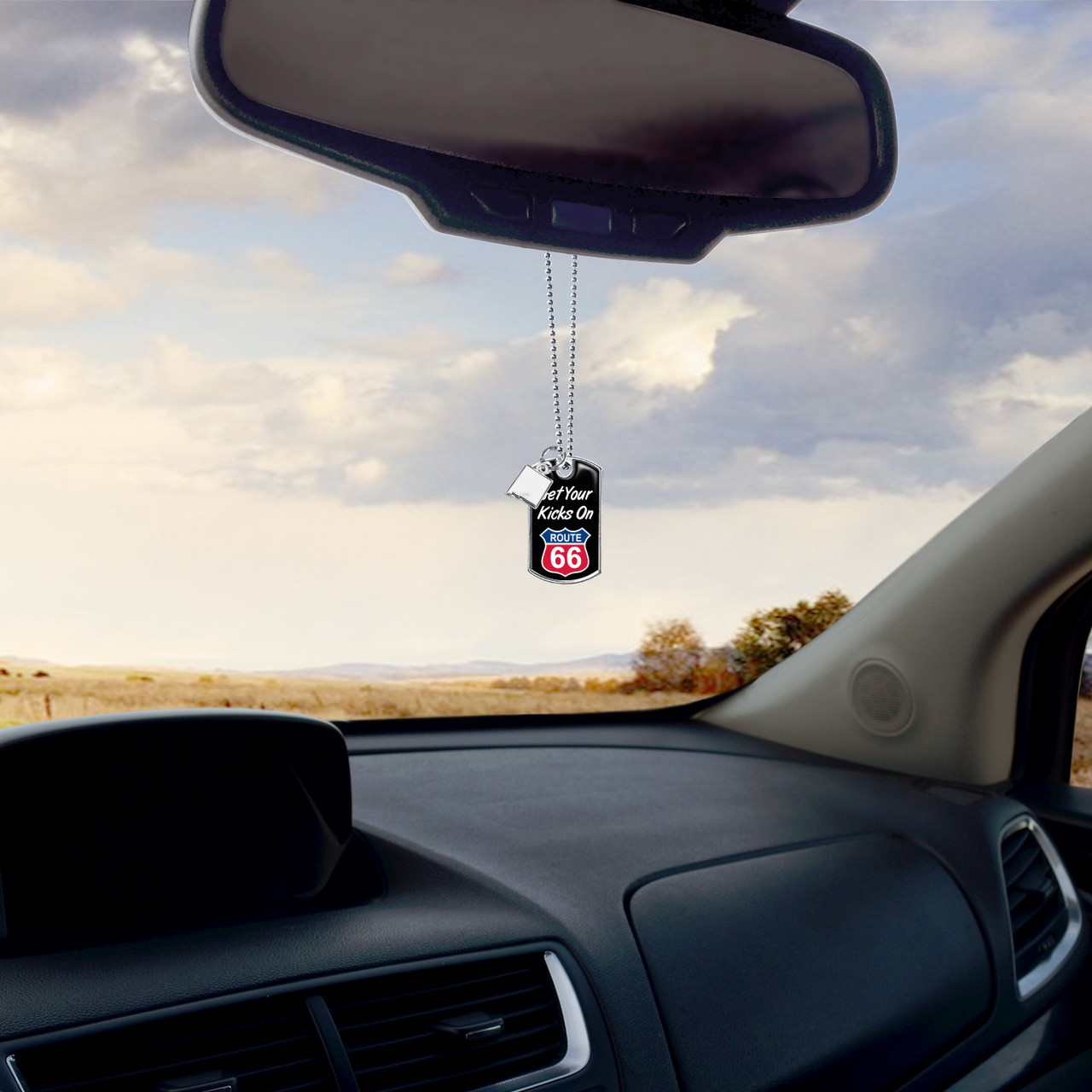 Route 66 Rearview Mirror Dogtag Charm - New Mexico