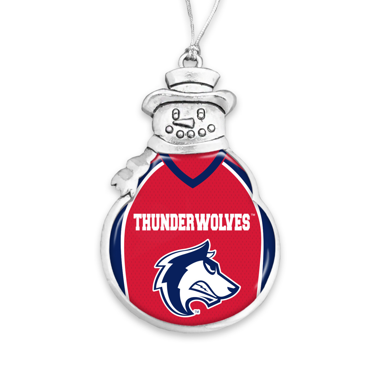 Colorado State Pueblo Thunderwolves Christmas Ornament- Snowman with Football Jersey