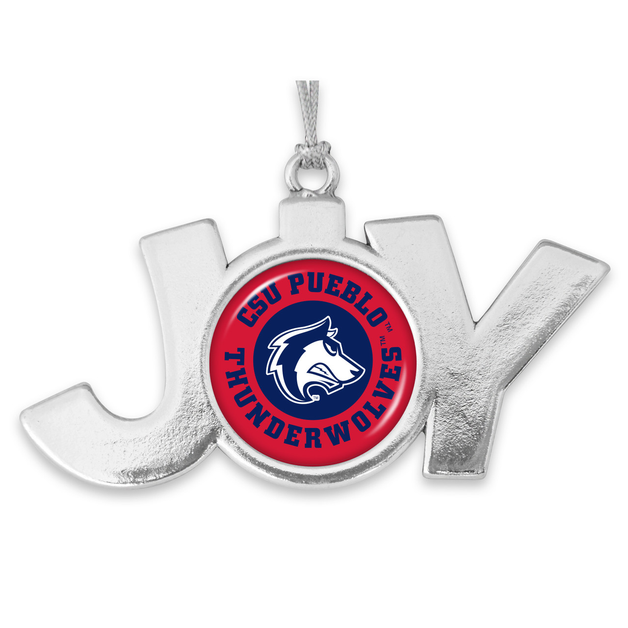 Colorado State Pueblo Thunderwolves Christmas Ornament- Joy with Circle Team Logo