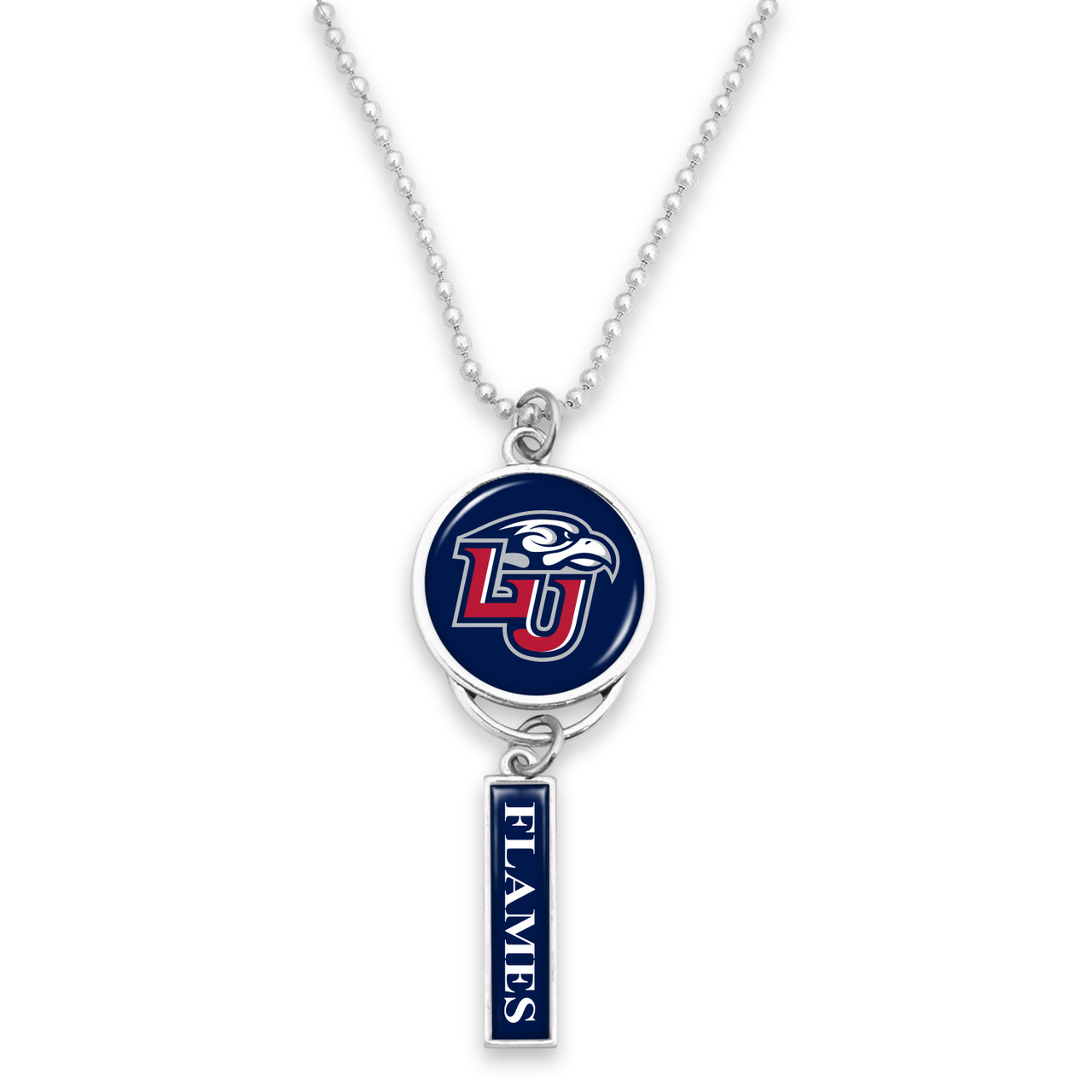 Liberty Flames Car Charm- Rear View Mirror Logo with Trifecta Bar/Nameplate