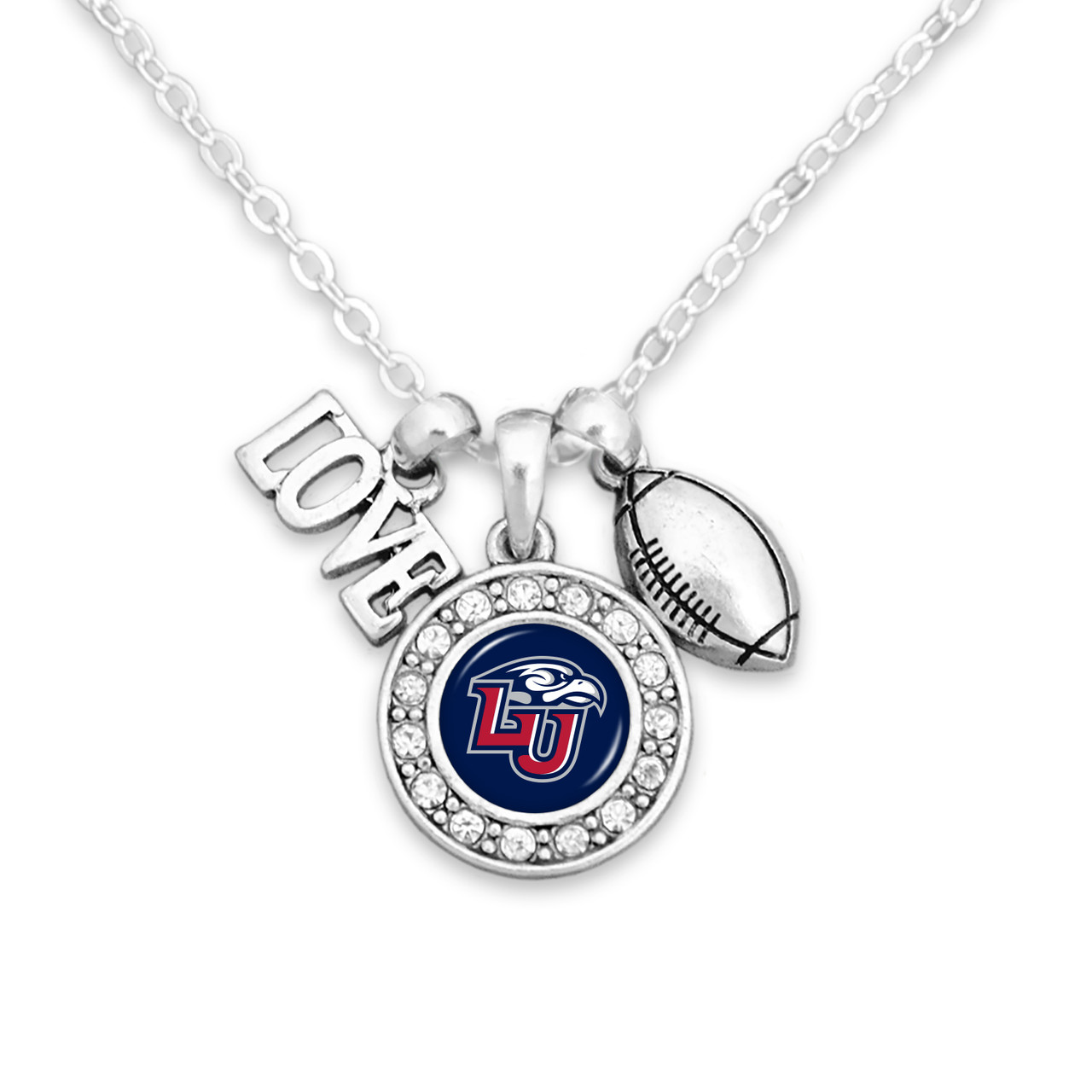 Liberty Flames Necklace- Football, Love and Logo