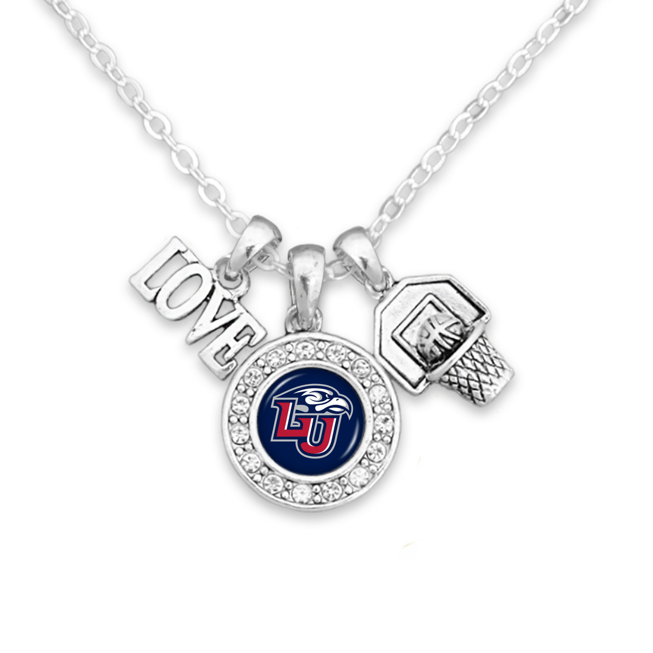 Liberty Flames Necklace- Basketball, Love and Logo