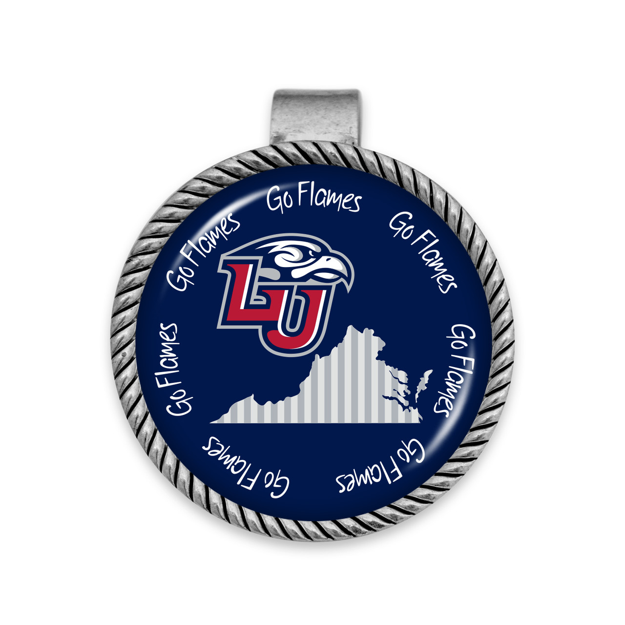 Liberty Flames Visor Clip- Striped State Background