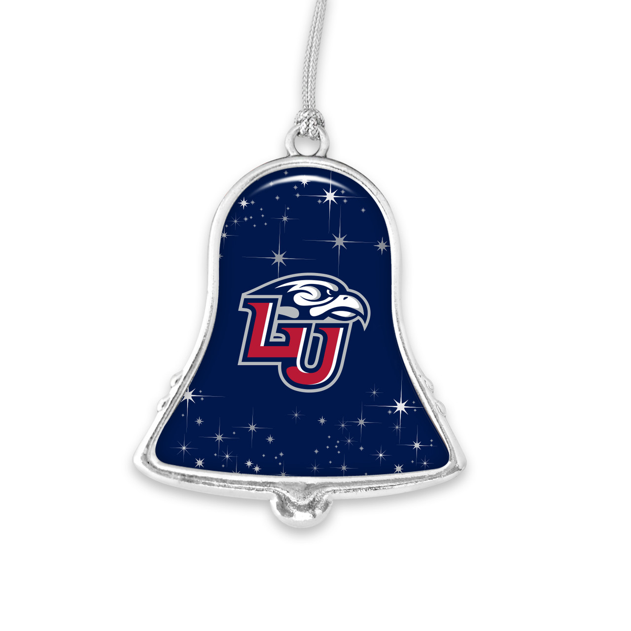 Liberty Flames Christmas Ornament- Bell with Team Logo and Stars