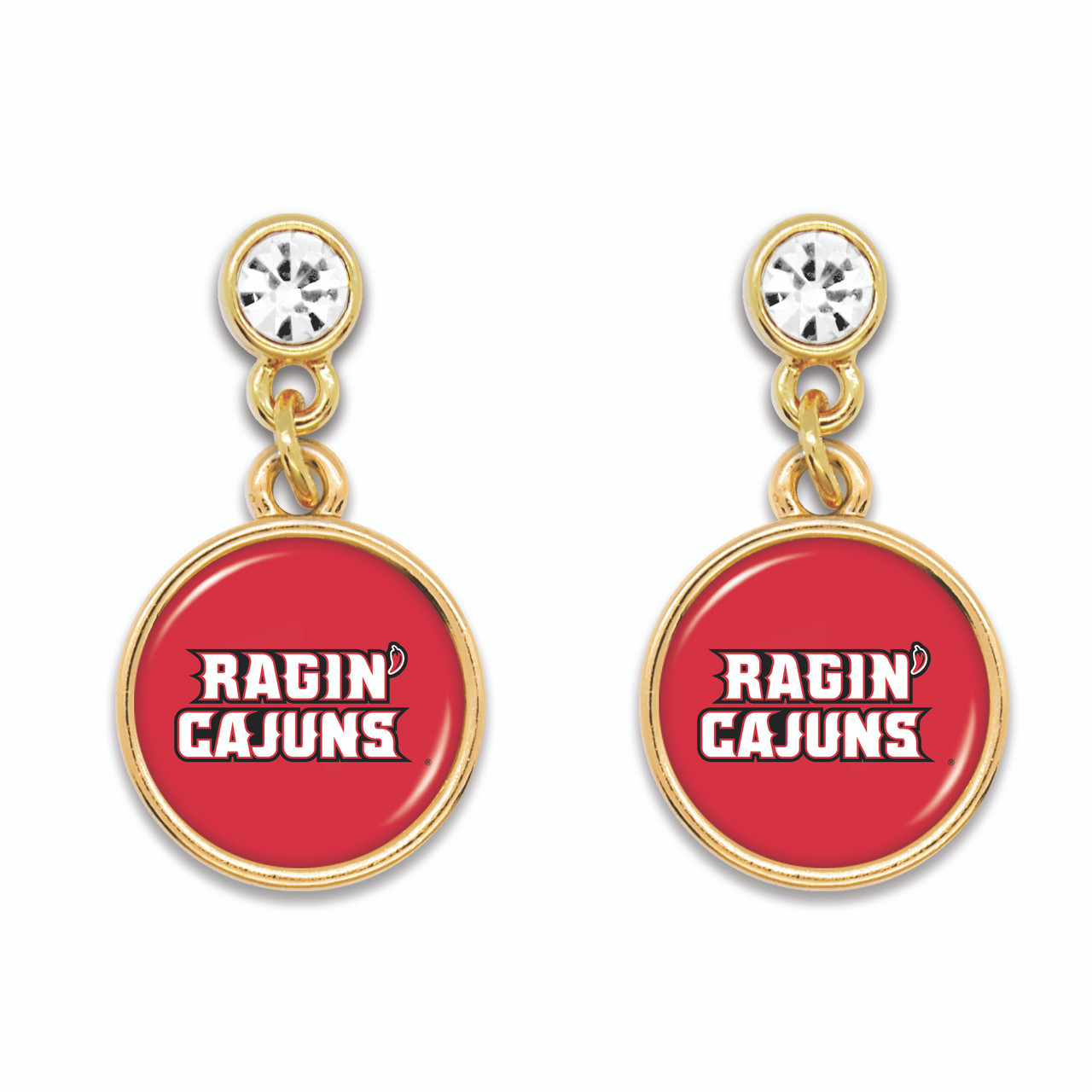 Louisiana Lafayette Ragin' Cajuns - Gold Lydia Earrings