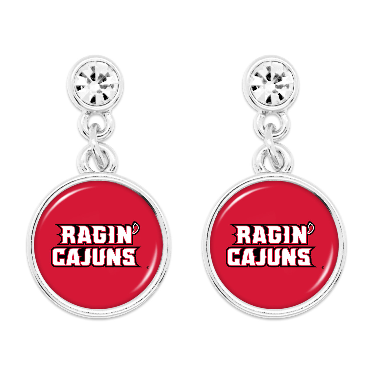 Louisiana Lafayette Ragin' Cajuns - Silver Lydia Earrings