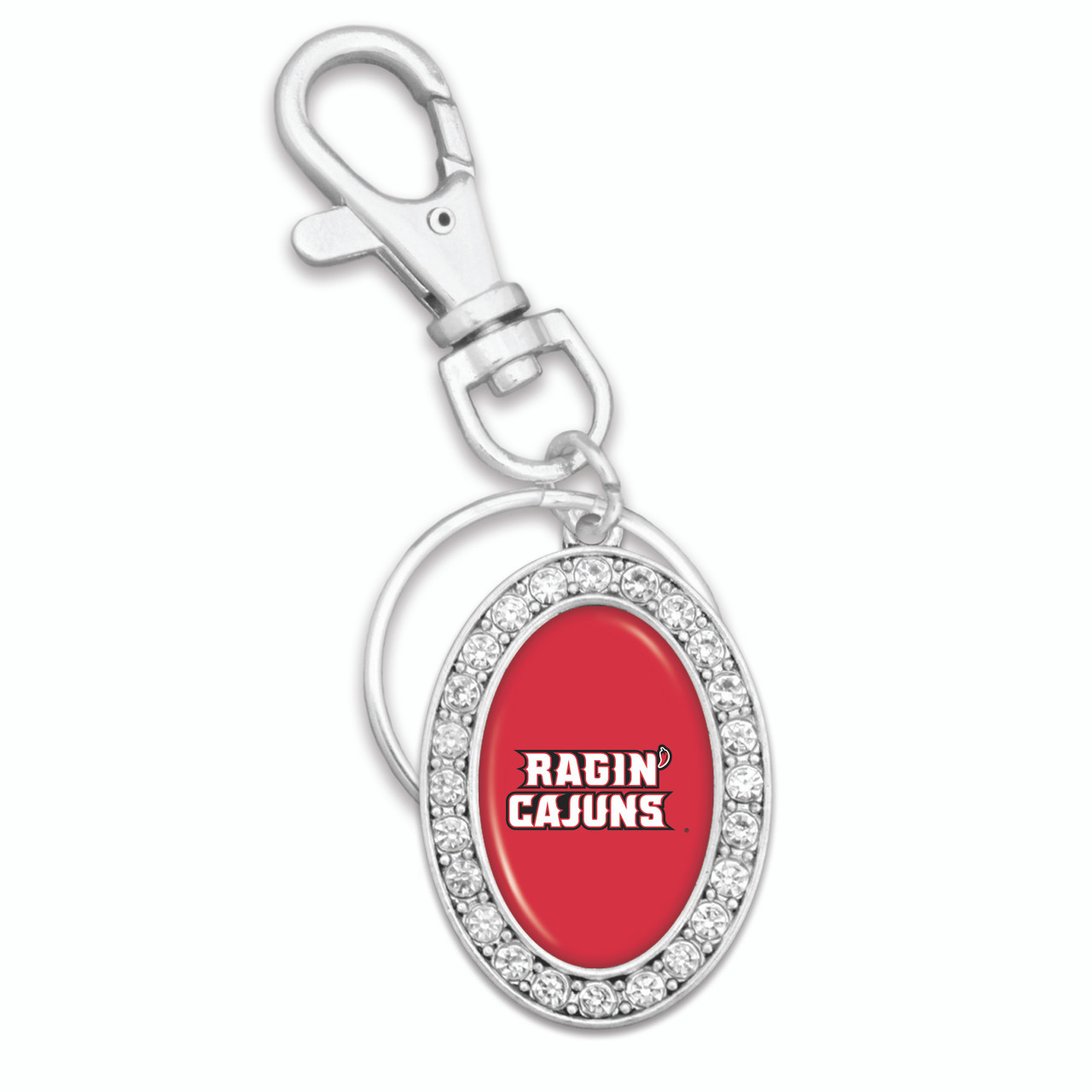 Louisiana Lafayette Ragin' Cajuns Key Chain- Oval Crystal