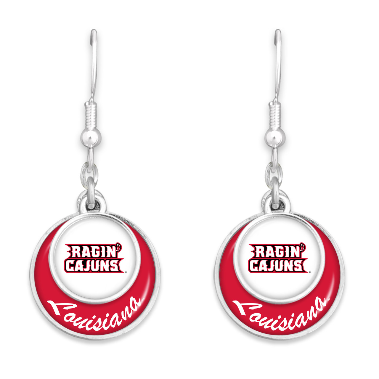 Louisiana Lafayette Ragin' Cajuns Earrings-  Stacked Disk