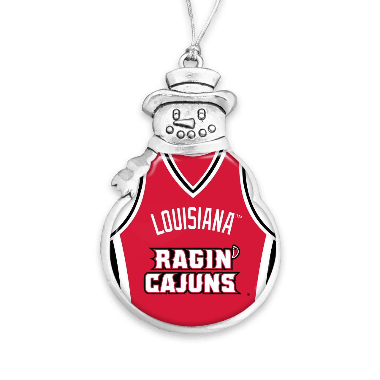 Louisiana Lafayette Ragin' Cajuns Christmas Ornament- Snowman with Basketball Jersey