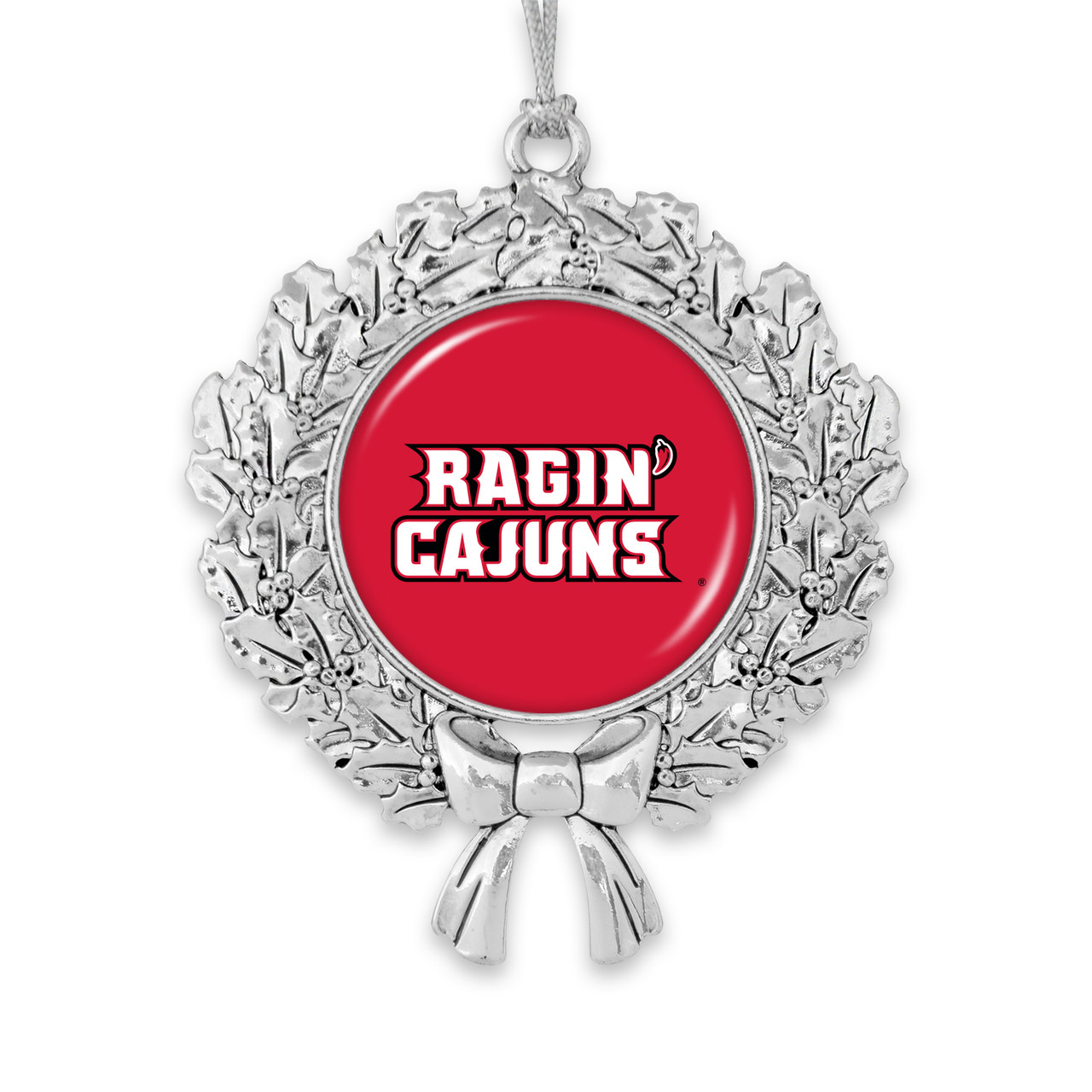 Louisiana Lafayette Ragin' Cajuns Christmas Ornament- Wreath with Team Logo