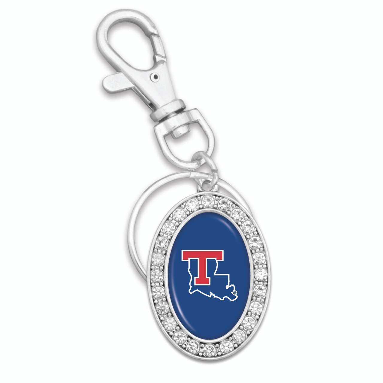 Louisiana Tech Bulldogs Key Chain- Oval Crystal
