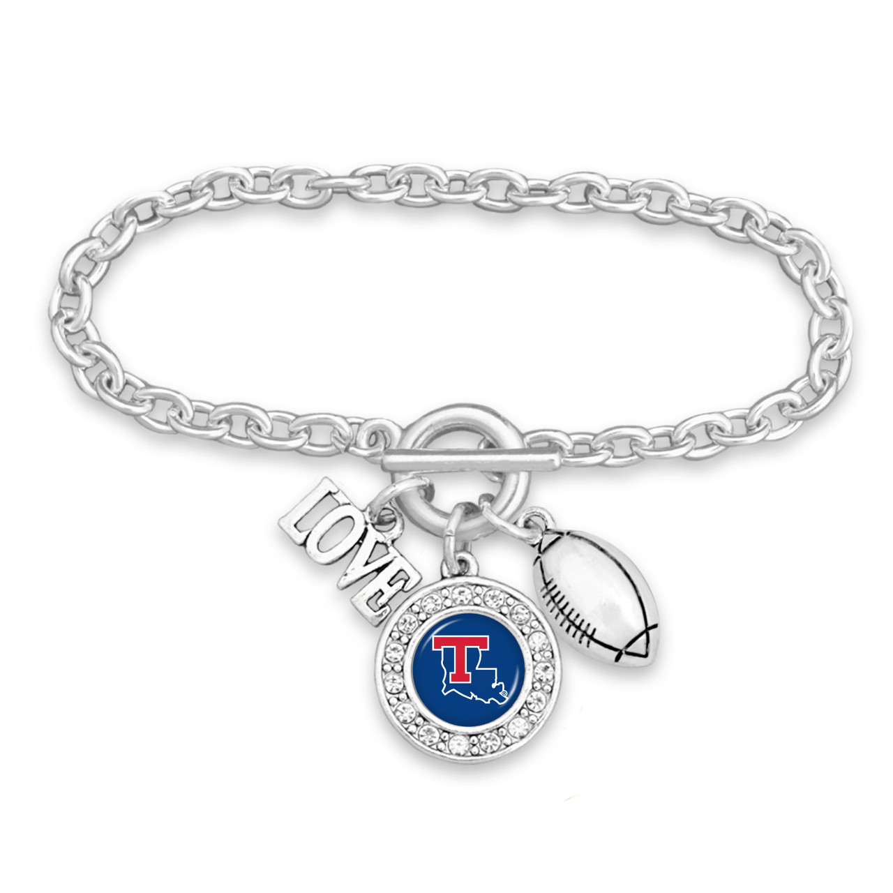 Louisiana Tech Bulldogs Toggle Bracelet- Football, Love and Logo