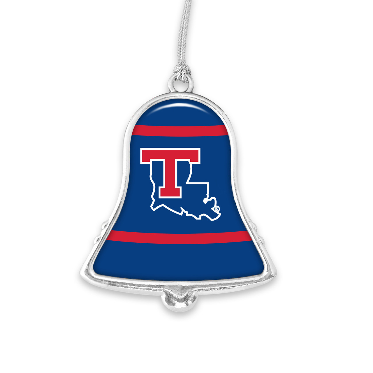 Louisiana Tech Bulldogs Christmas Ornament- Bell with Team Logo Stripes