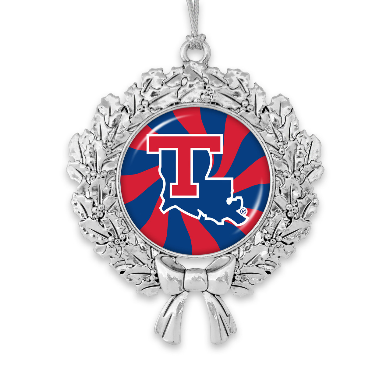 Louisiana Tech Bulldogs Christmas Ornament- Peppermint Wreath with Team Logo