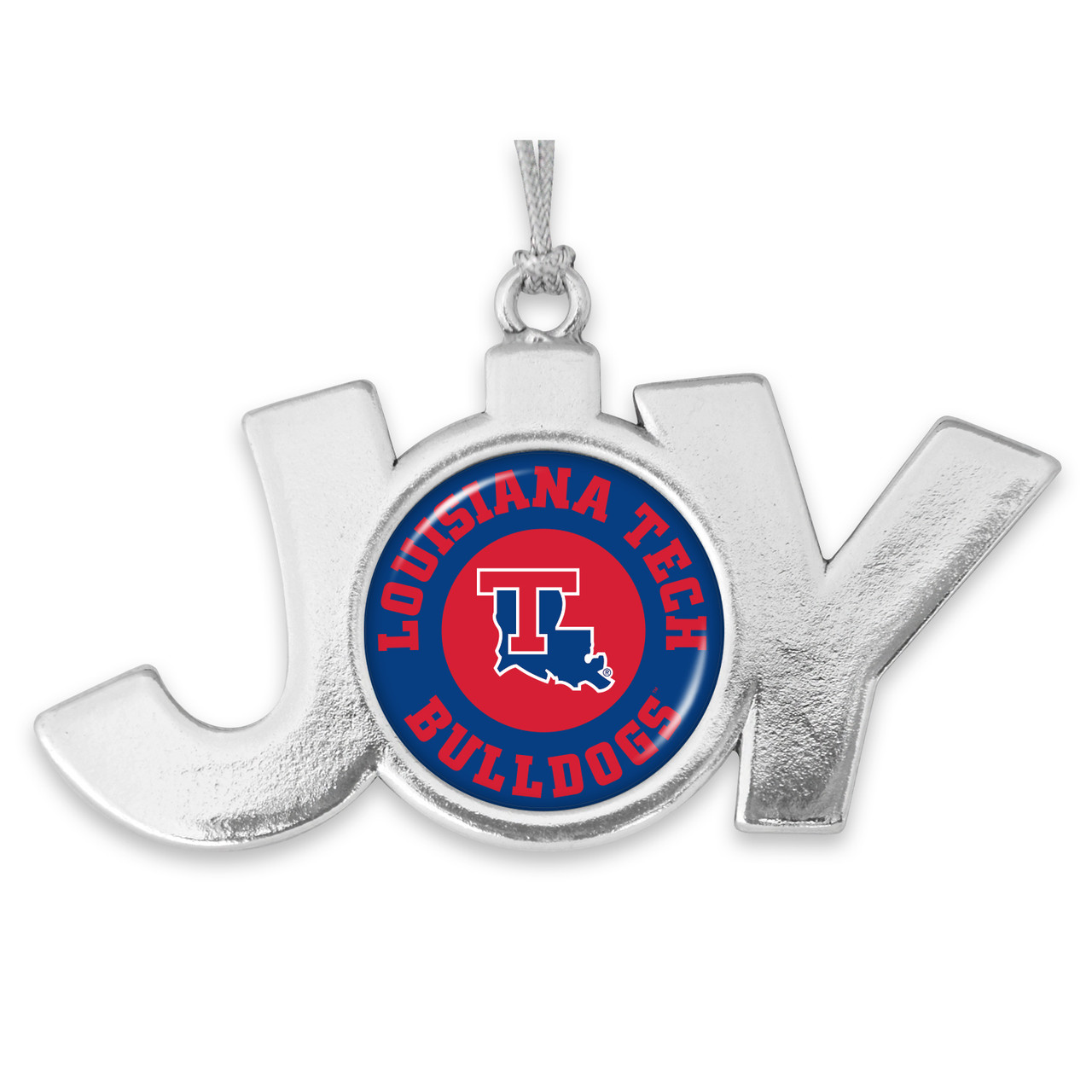 Louisiana Tech Bulldogs Christmas Ornament- Joy with Circle Team Logo