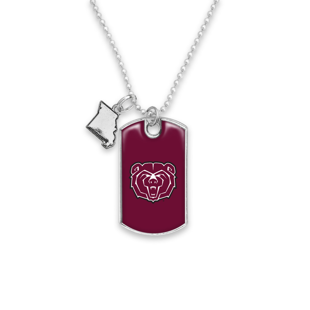 Missouri State Bears Car Charm- Rear View Mirror Dog Tag with State Charm